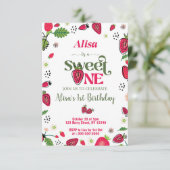 Fraise première invitation fille anniversaire (Debout devant)