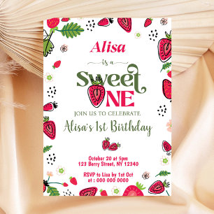 Fraise première invitation fille anniversaire