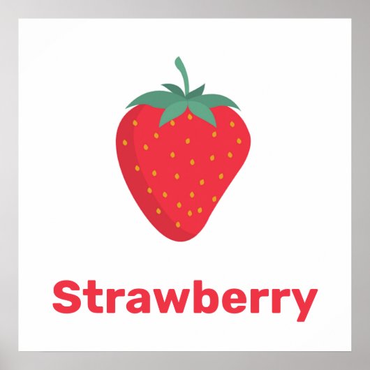 Fraise rose avec poster de mots (Devant)