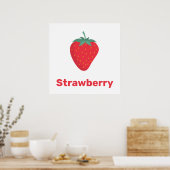 Fraise rose avec poster de mots (Cuisine)