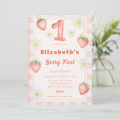 Fraise rose Invitation Anniversaire (Debout devant)