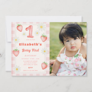 Fraise rose Invitation Anniversaire Avec Photo