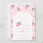 Fraise rose Invitation de fête d'anniversaire (Devant)