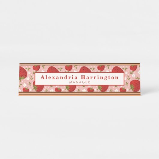 Fraise rose mignon Bureau Nom Plaque Accessoires (Devant)