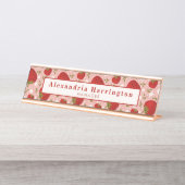 Fraise rose mignon Bureau Nom Plaque Accessoires (Devant)