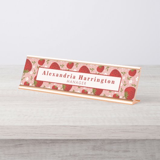 Fraise rose mignon Bureau Nom Plaque Accessoires (Devant)
