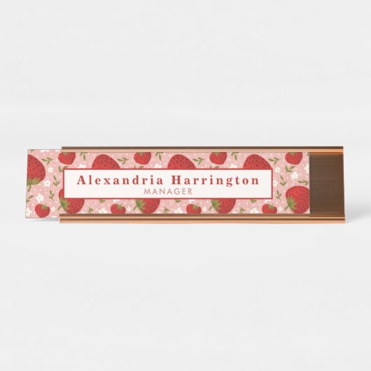 Fraise rose mignon Bureau Nom Plaque Accessoires (Devant)