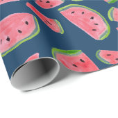 Fraise sauvage sur papier cadeau bleu aquarelle (Coin rond)