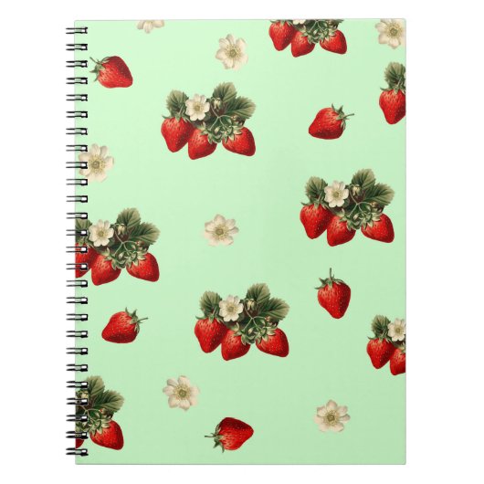 Fraise sur carnet vert simple moderne (Devant)