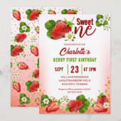 Fraise Sweet ONE First Birthday Invitation (Devant / Derrière)
