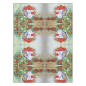 Fraises dans un panier en étain, nappe (Devant)
