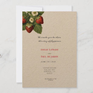 Fraises en Kraft - Faire-part de mariage