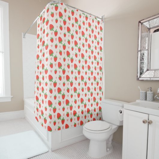 Fraises et Coeurs Douche Rideau (En situation)