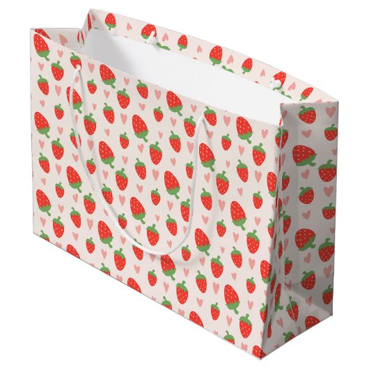 Fraises et Coeurs doux Grand sac cadeau (Dos Angle)