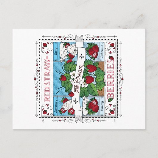 Fraises et crème / Carte postale (Devant)