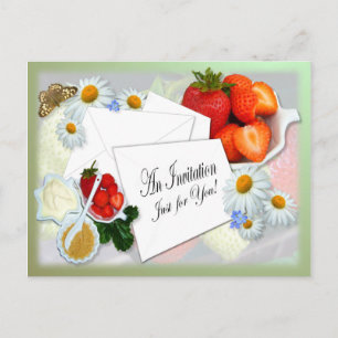 Fraises et crème ~ Carte postale Invitation