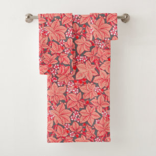 Fraises et Feuilles Art Nouveau, Coral Orange