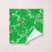 Fraises et Feuilles Art Nouveau, Lime Green (Gant de toilette)