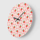 Fraises et Fleurs Douces Horloge (Angle)