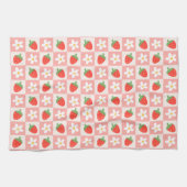Fraises et fleurs sucrées Serviette de cuisine (Horizontal)