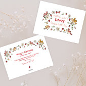 Fraises et oiseaux Berry Bonne carte d'anniversair