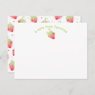 Fraises et points Carte de note fille mignonne