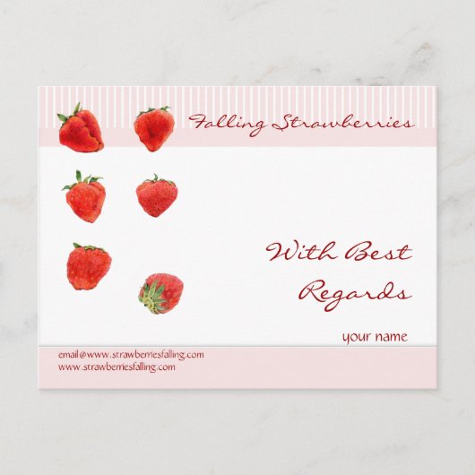 Fraises Flambant rayures roses pour carte postale (Devant)