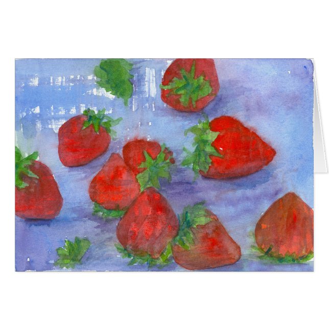 Fraises fraîches Fruit rouge Aquarelle Art Blanc (Devant Horizontal)