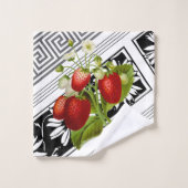 Fraises Luscious sur Graphisme noir et blanc (Gant de toilette)