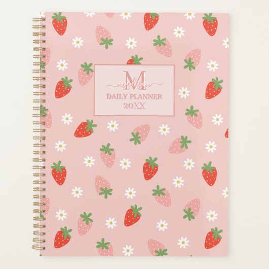 Fraises rose et rouge doux Monogramme Quotidien (Devant)