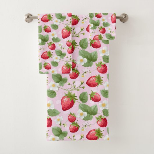 Fraises Rose Rouge Blanc Feuillage Floral (En situation)