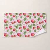 Fraises Rose Rouge Blanc Feuillage Floral (Serviette à main)