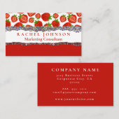 Fraises rouges Carte de visite rétro féminin Glam (Devant / Derrière)