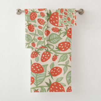 Fraises rouges et feuilles verts motif