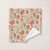 Fraises rouges et feuilles verts motif (Gant de toilette)
