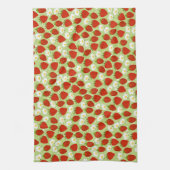 Fraises rouges et fleurs avec serviette de thé ver (Vertical)