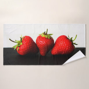 Fraises Sur Blanc Sur Noir Serviette Bain Btcn S