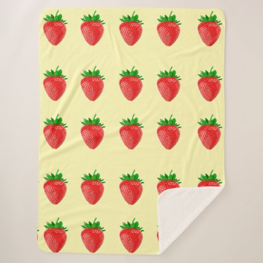 Fraises sur la couverture Sherpa Jaune (Devant)