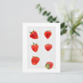 Fraises Tombant rayures grises Carte postale (Debout devant)