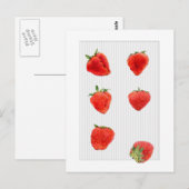 Fraises Tombant rayures grises Carte postale (Devant / Derrière)