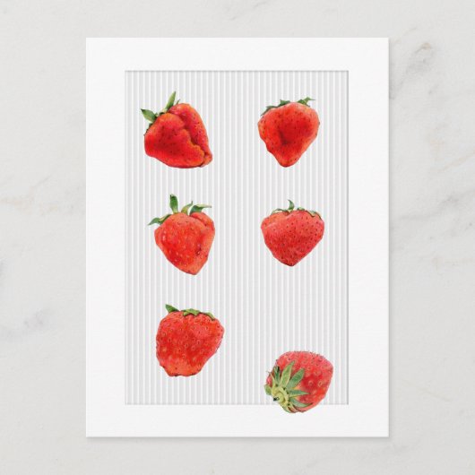 Fraises Tombant rayures grises Carte postale (Devant)