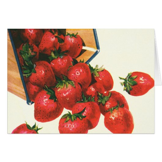 Fraises vintage dans un panier, Aliments Fruits Ba (Devant horizontal)