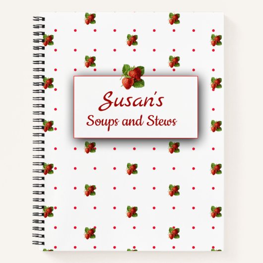 Fraises vintages et points Carnet spiral (Devant)