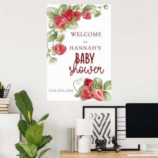 Framboise | Affiche de bienvenue baby shower (Bureau à domicile)