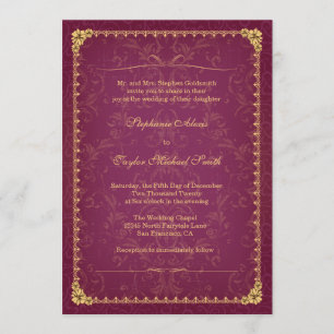 Framboise foncée et or élégante invitation de mari