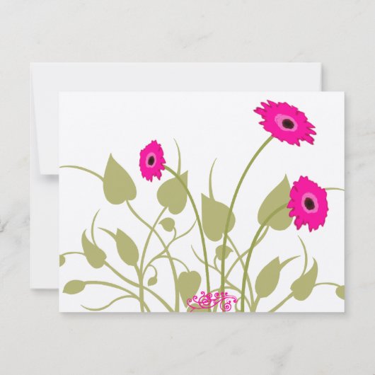 Framboise Gerbers on Lime Wedding RSVP (Dos)