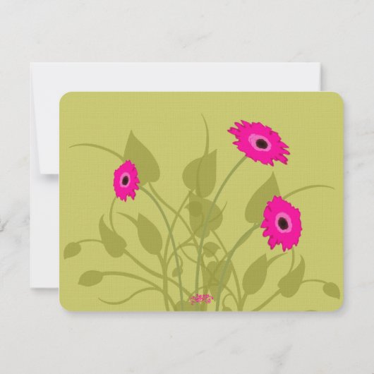 Framboise Gerbers on Lime Wedding RSVP (Dos)