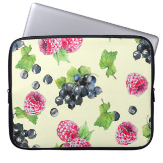Framboos, bes waterverf laptop sleeve