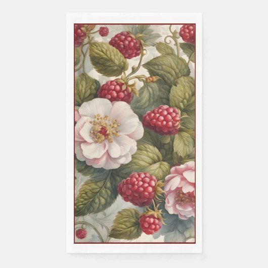 Framboos en Bloem Gast Handdoek Stijl Servetten (Voorkant)
