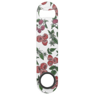 Framboos Fruit Bladeren Illustratie Patroon Speed Flessenopener